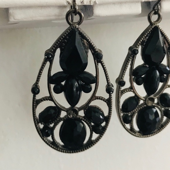 Black Statement Earrings - Picture 2 of 3